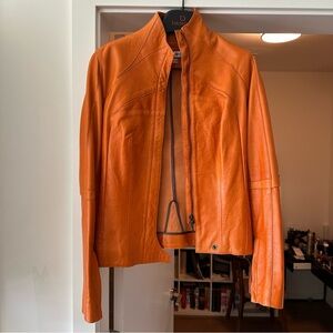 Roland Mouret Orange Leather Jacket